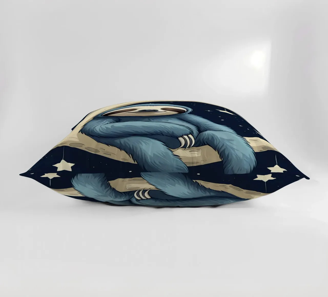 Simpatico bradipo blu sulla mezzaluna con le stelle cuscino da DesignDoodle