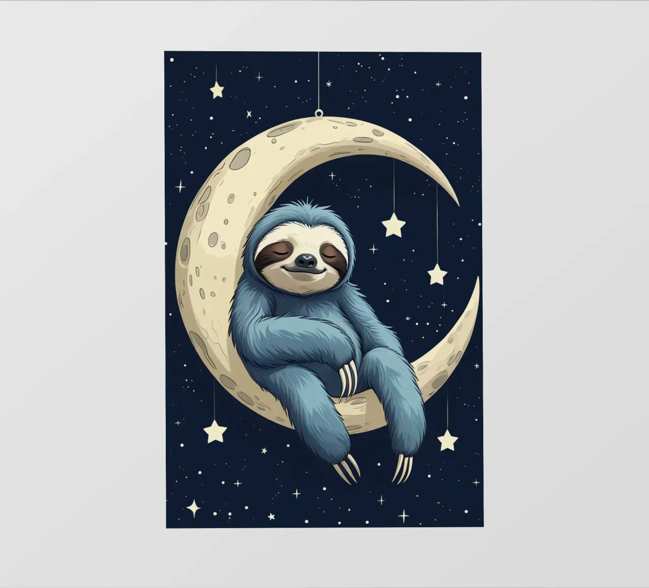 Simpatico bradipo blu sulla mezzaluna con le stelle pellicola backlit da DesignDoodle