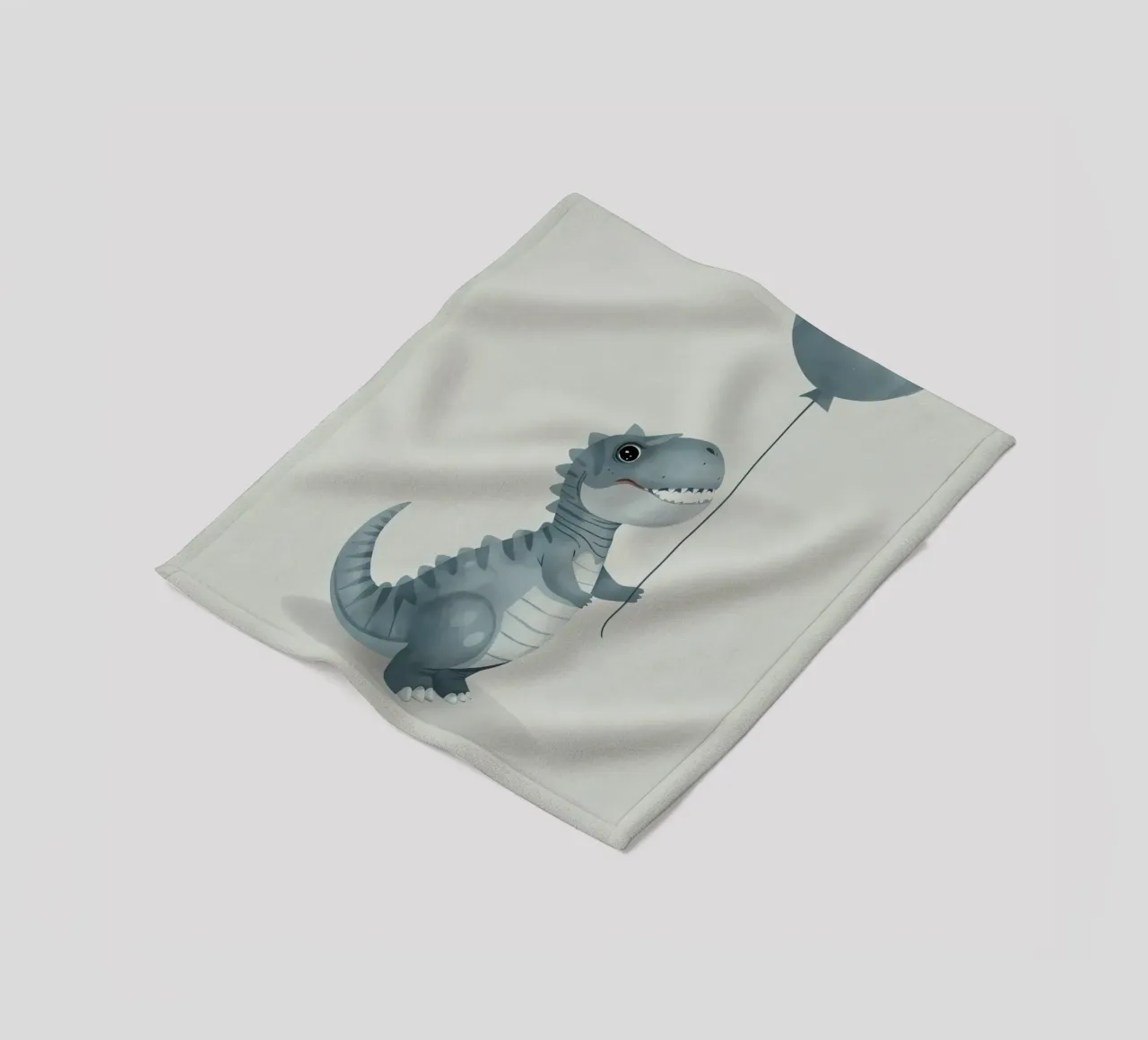 Simpatico dinosauro grigio-blu che tiene in mano un palloncino coperta in pile da DesignDoodle
