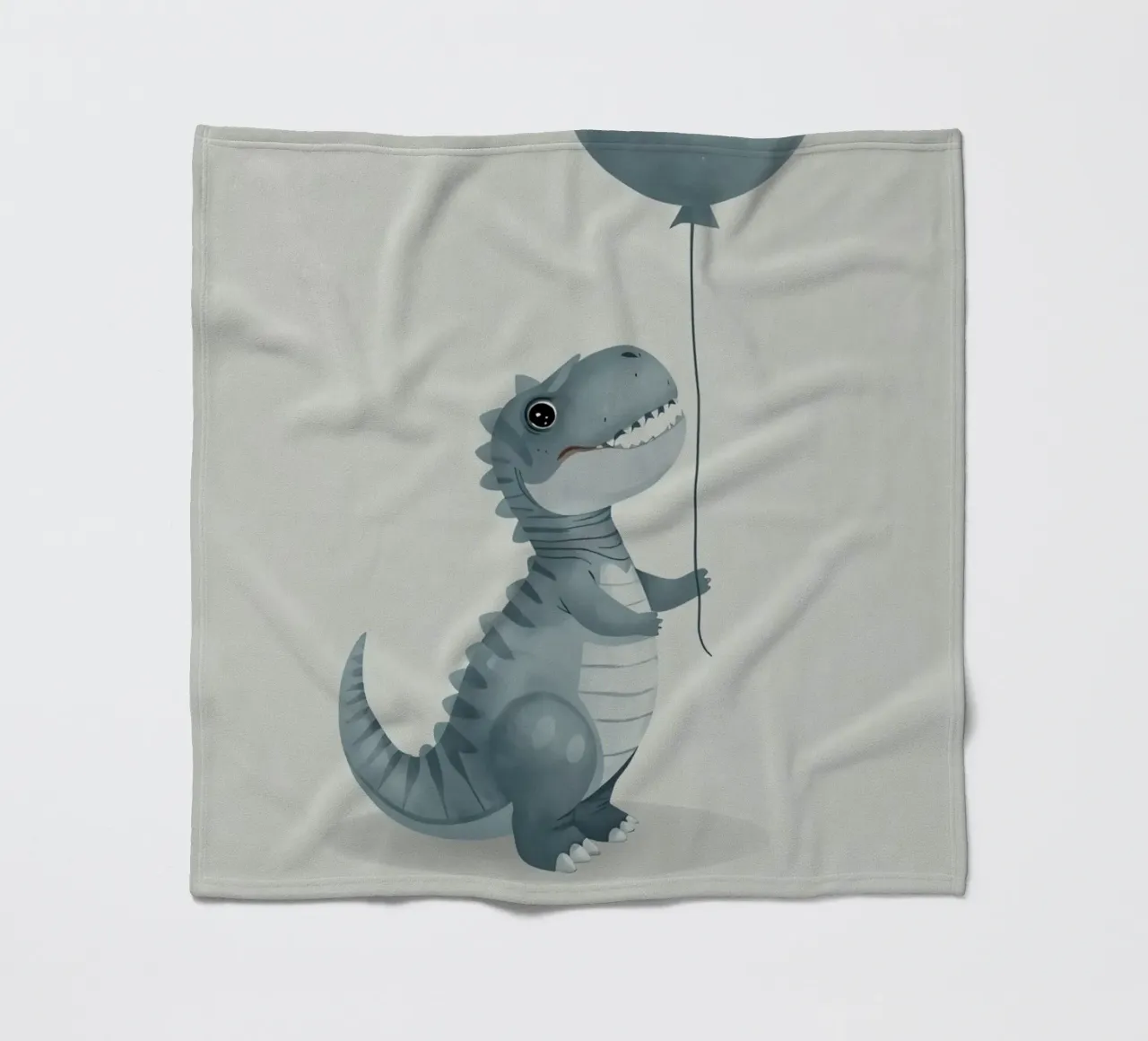 Simpatico dinosauro grigio-blu che tiene in mano un palloncino coperta in pile da DesignDoodle