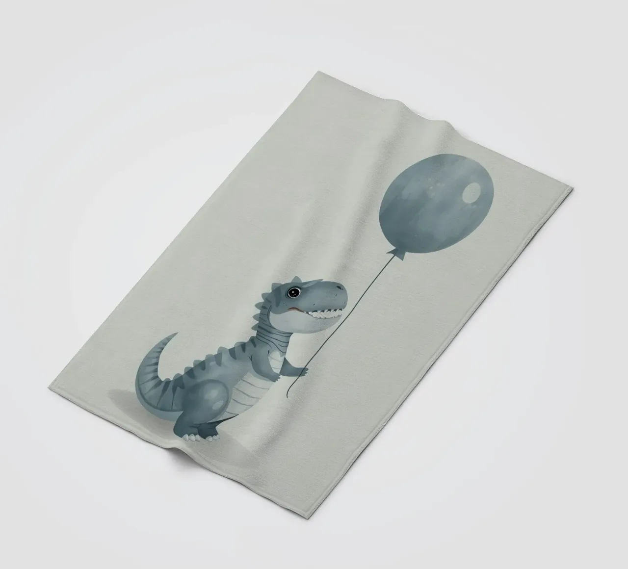 Simpatico dinosauro grigio-blu che tiene in mano un palloncino coperta in pile da DesignDoodle