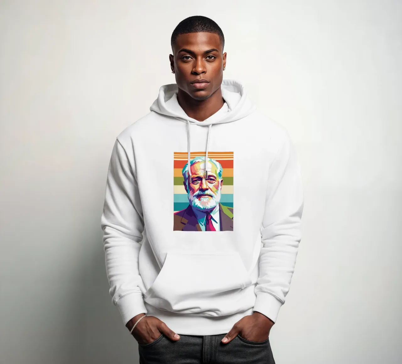 Ritratto pop art di Ernest Hemingway felpa con cappuccio da Hantamrata