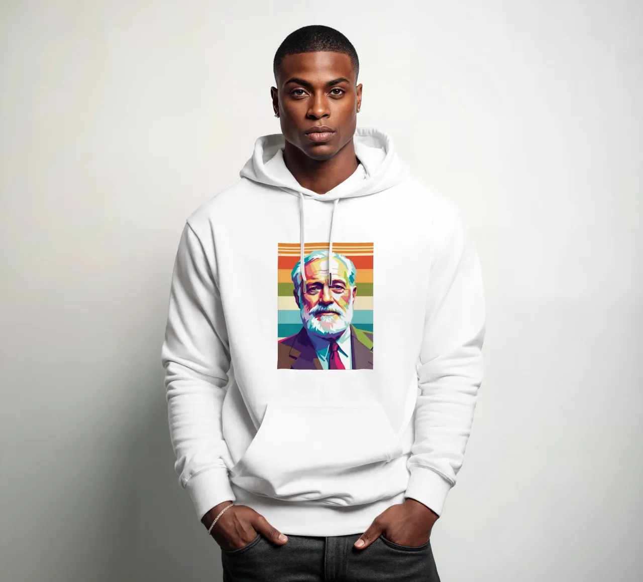 Ritratto pop art di Ernest Hemingway felpa con cappuccio da Hantamrata