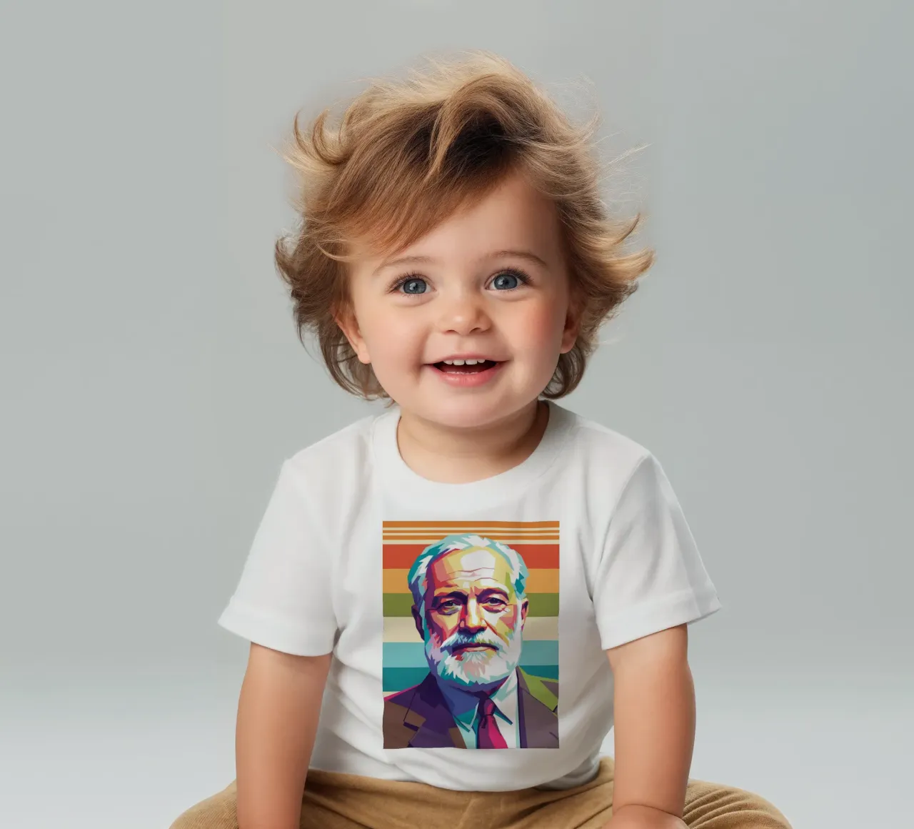 Ritratto pop art di Ernest Hemingway maglietta neonato da Hantamrata