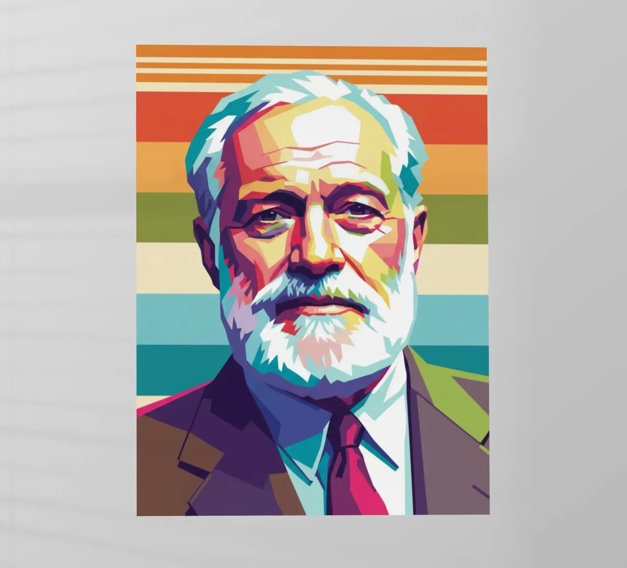 Ritratto pop art di Ernest Hemingway pellicola backlit da Hantamrata