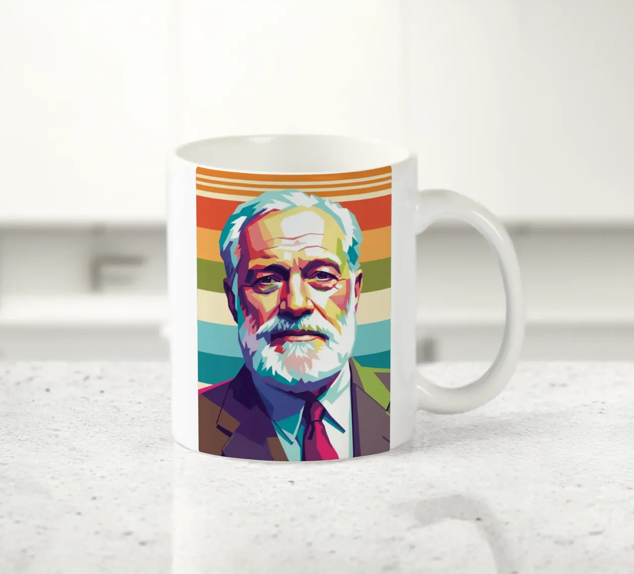 Ritratto pop art di Ernest Hemingway tazza in ceramica da Hantamrata