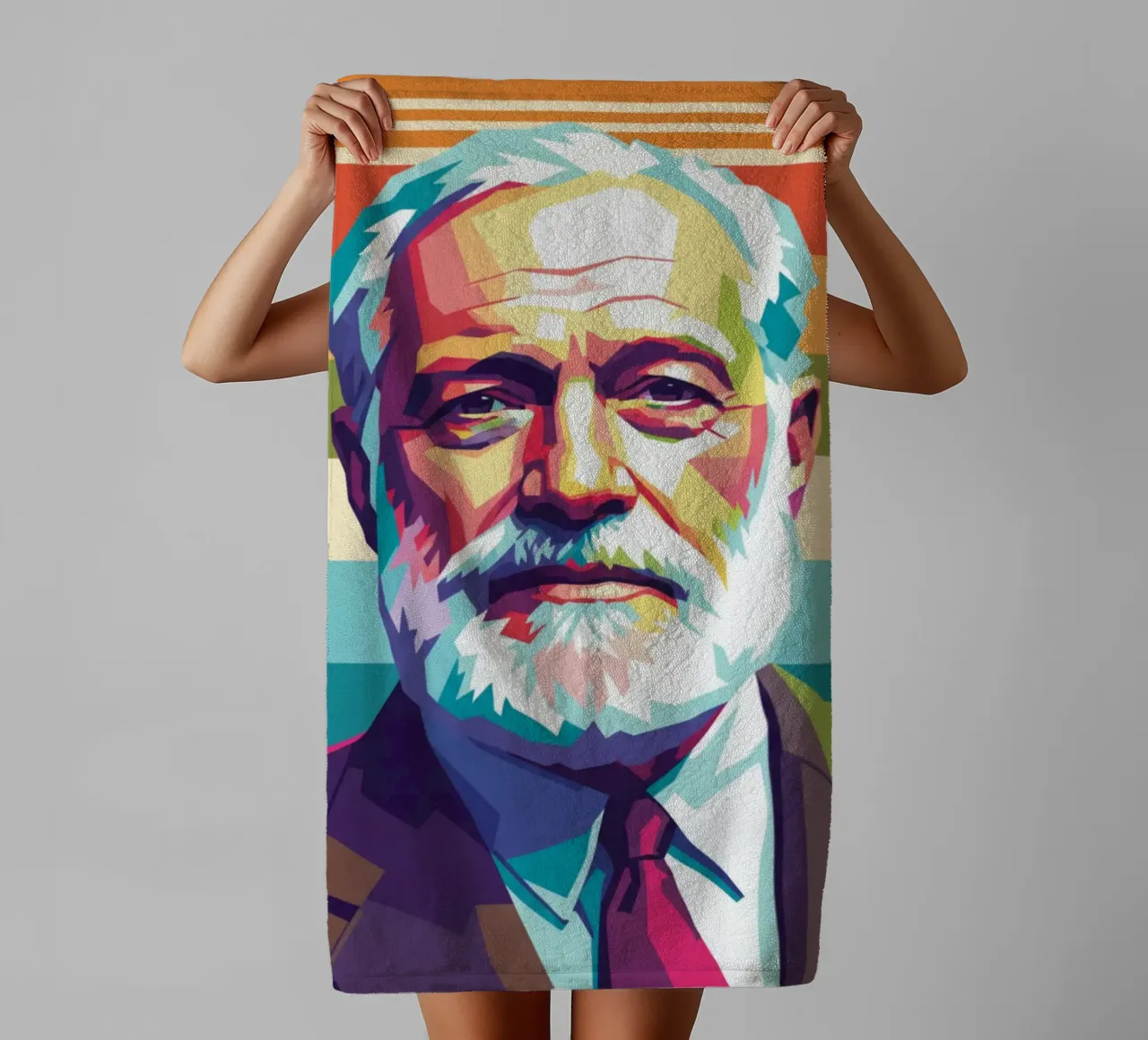 Ritratto pop art di Ernest Hemingway asciugamano da bagno da Hantamrata