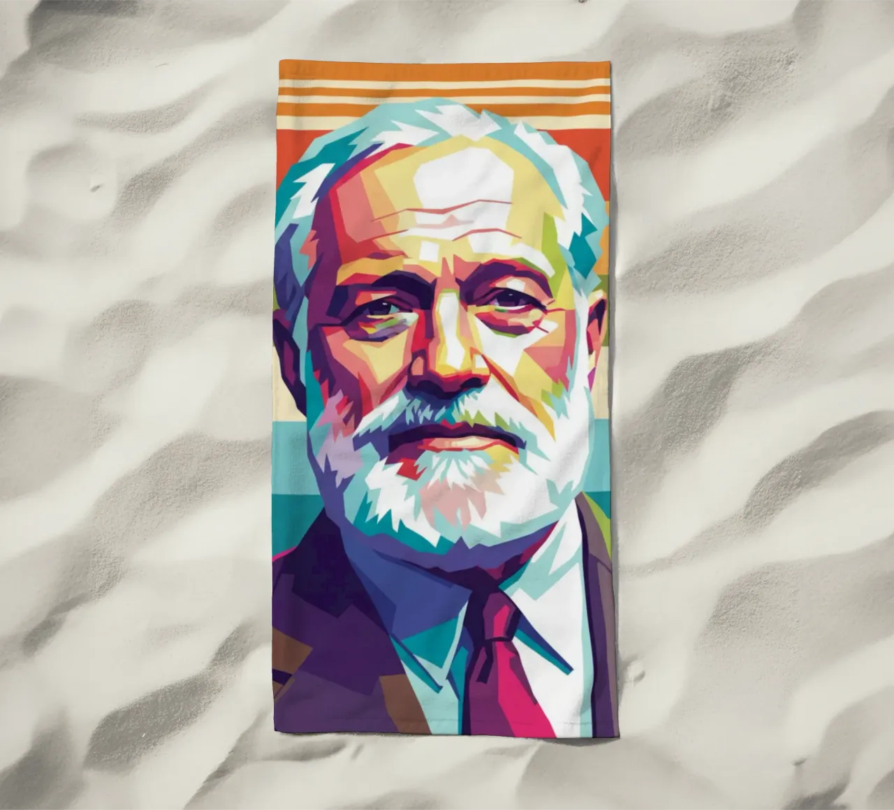 Ritratto pop art di Ernest Hemingway telo mare da Hantamrata