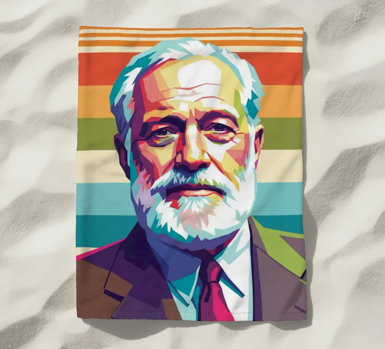 Ritratto pop art di Ernest Hemingway telo mare da Hantamrata