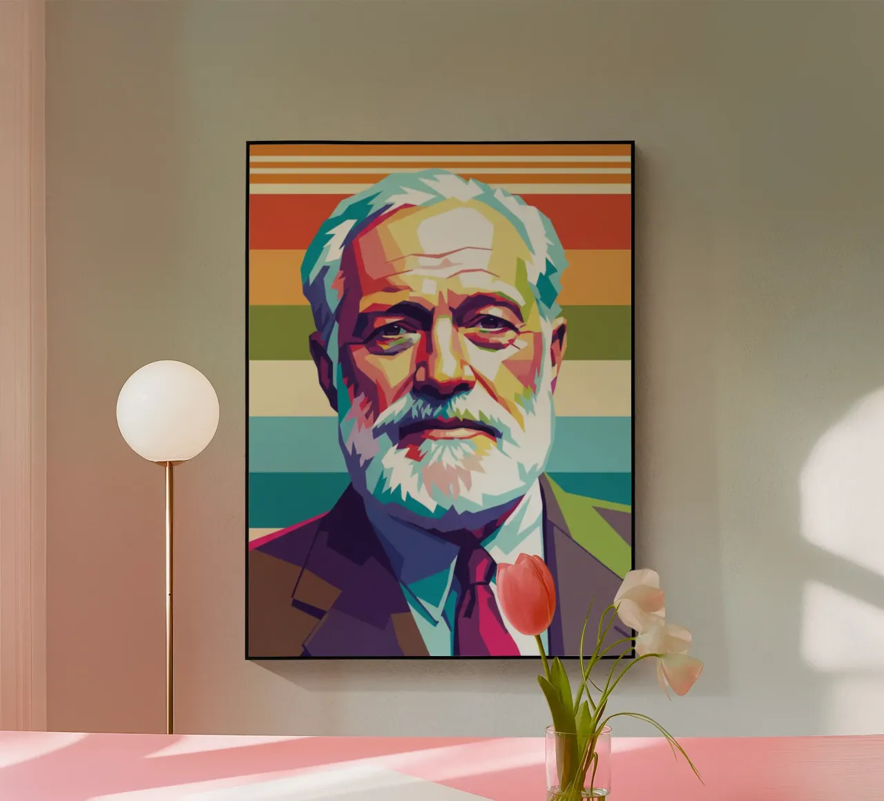 Ritratto pop art di Ernest Hemingway plexiglass da Hantamrata