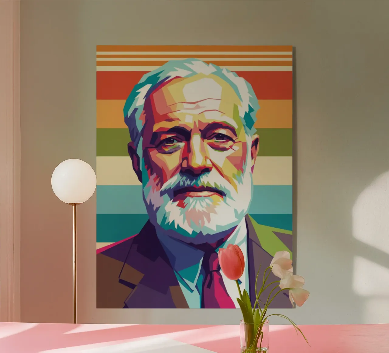 Ritratto pop art di Ernest Hemingway plexiglass da Hantamrata