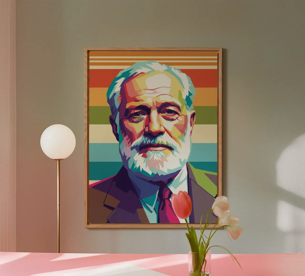 Ritratto pop art di Ernest Hemingway alluminio dibond da Hantamrata