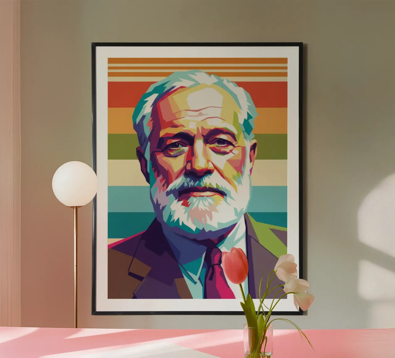 Ritratto pop art di Ernest Hemingway poster da Hantamrata