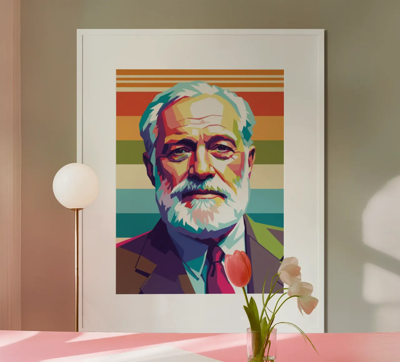 Ritratto pop art di Ernest Hemingway poster da Hantamrata