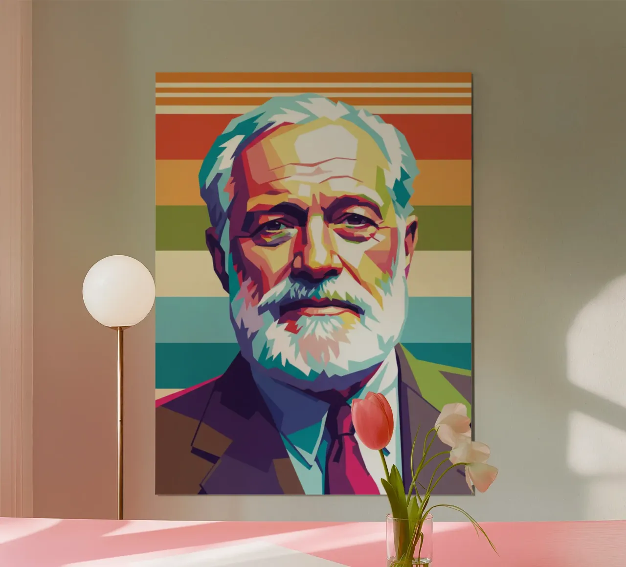 Ritratto pop art di Ernest Hemingway poster da Hantamrata