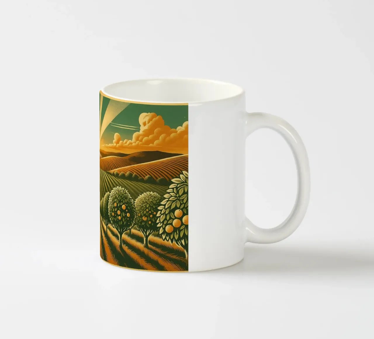 Poster d'epoca sull'alba nel frutteto tazza in ceramica da Wanderlust Vibes