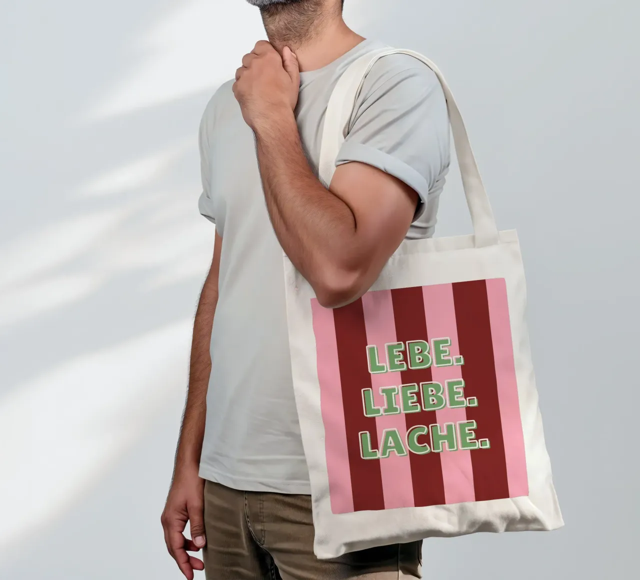 Lebe. Liebe. Lache. borsa in juta da DigiWunderwerk