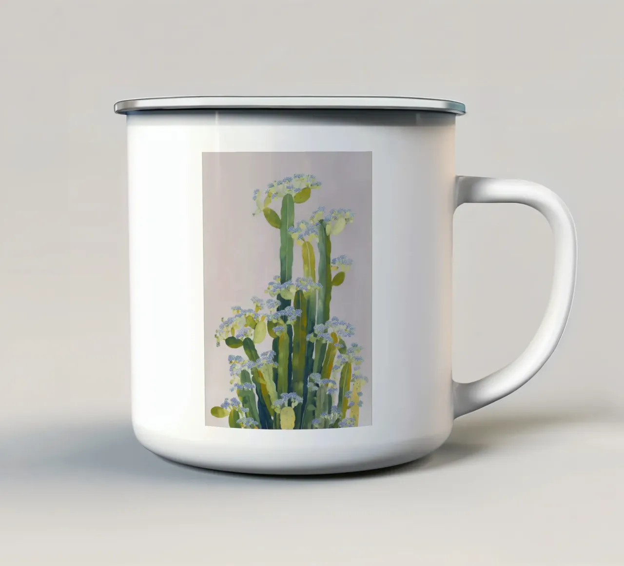 Delicati fiori di cactus tazza in smalto da Carina Pop & Pastell