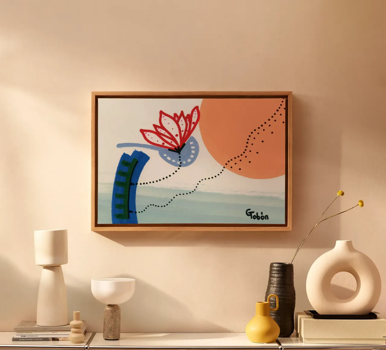 Bloem canvas met Baklijst van gtobonart