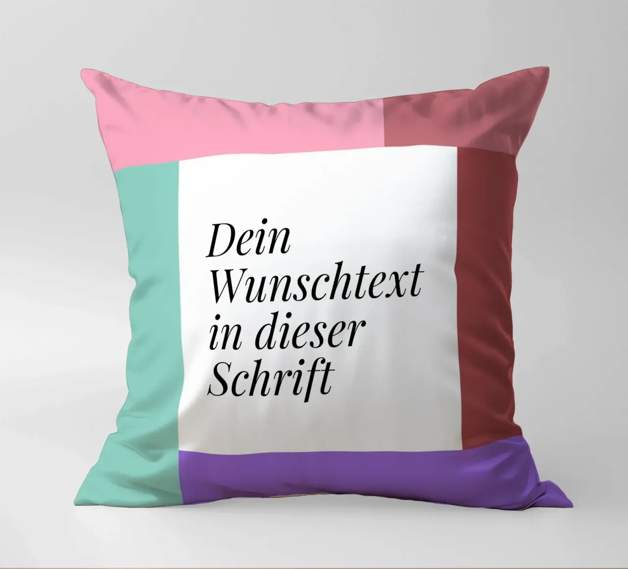 Wunschtext - geometrisch rosa grün cuscino da BAINAI BRICK