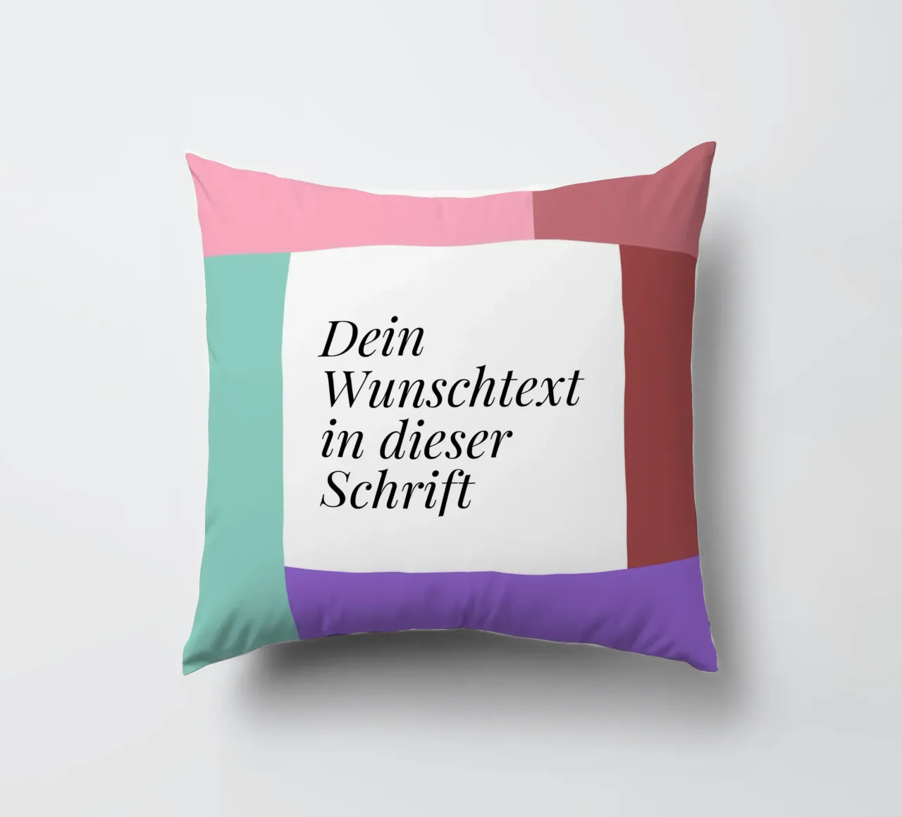 Wunschtext - geometrisch rosa grün cuscino da BAINAI BRICK