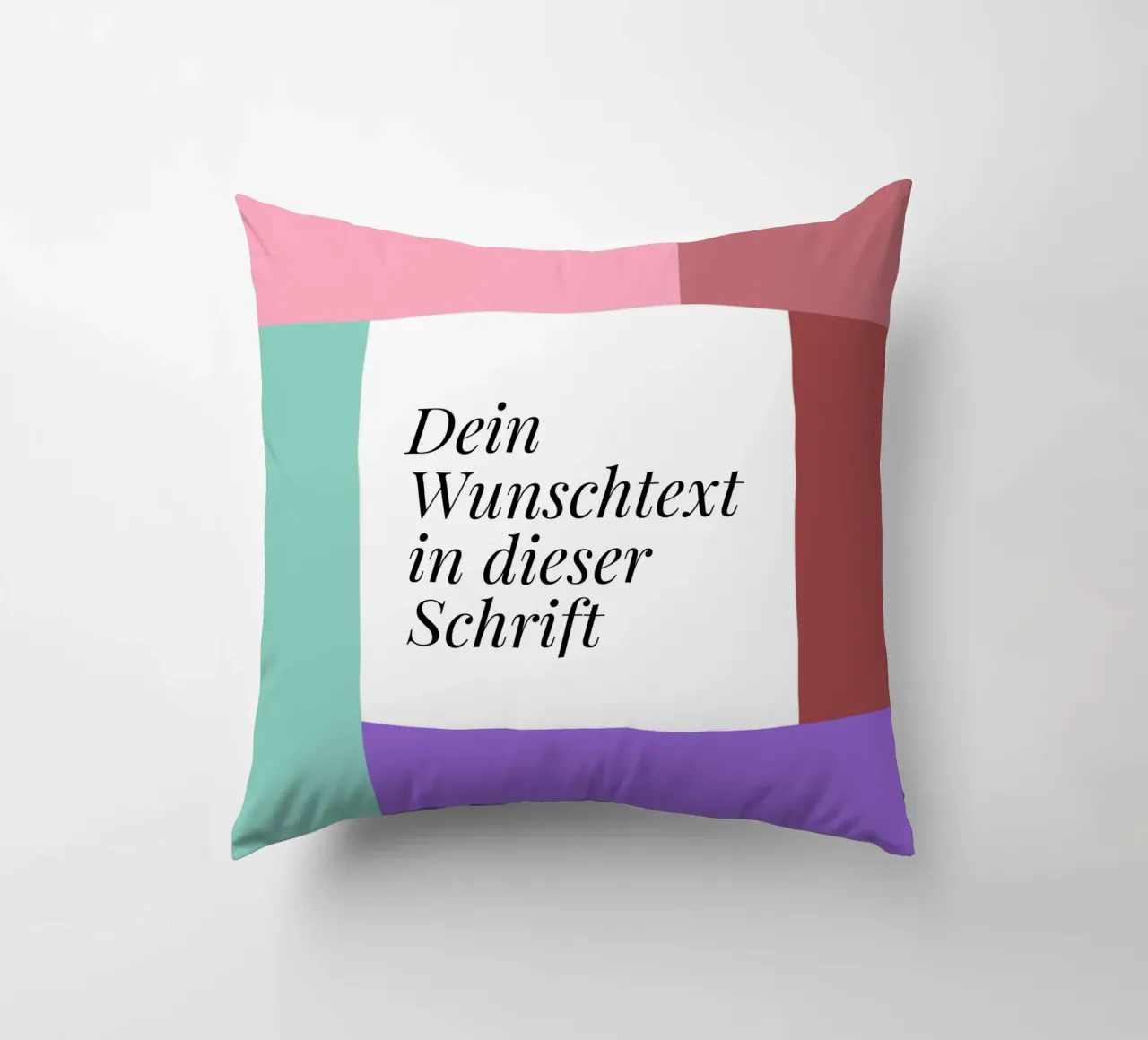 Wunschtext - geometrisch rosa grün cuscino da BAINAI BRICK