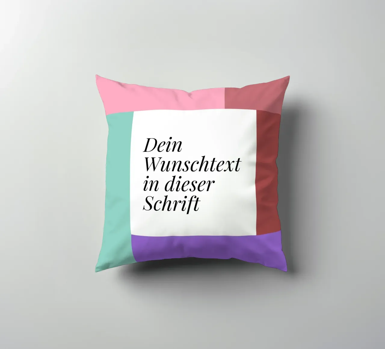 Wunschtext - geometrisch rosa grün cuscino da BAINAI BRICK