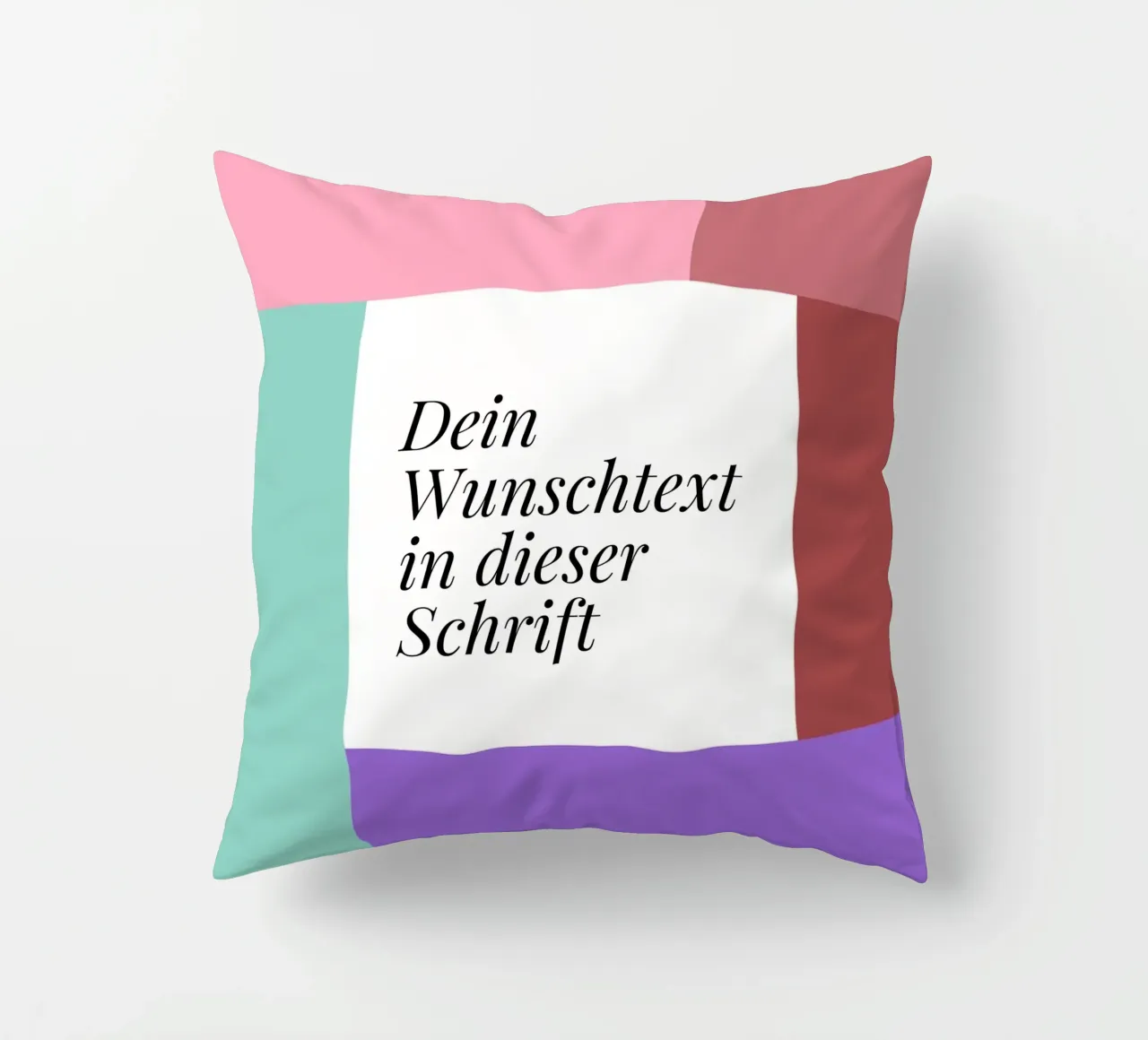Wunschtext - geometrisch rosa grün cuscino da BAINAI BRICK