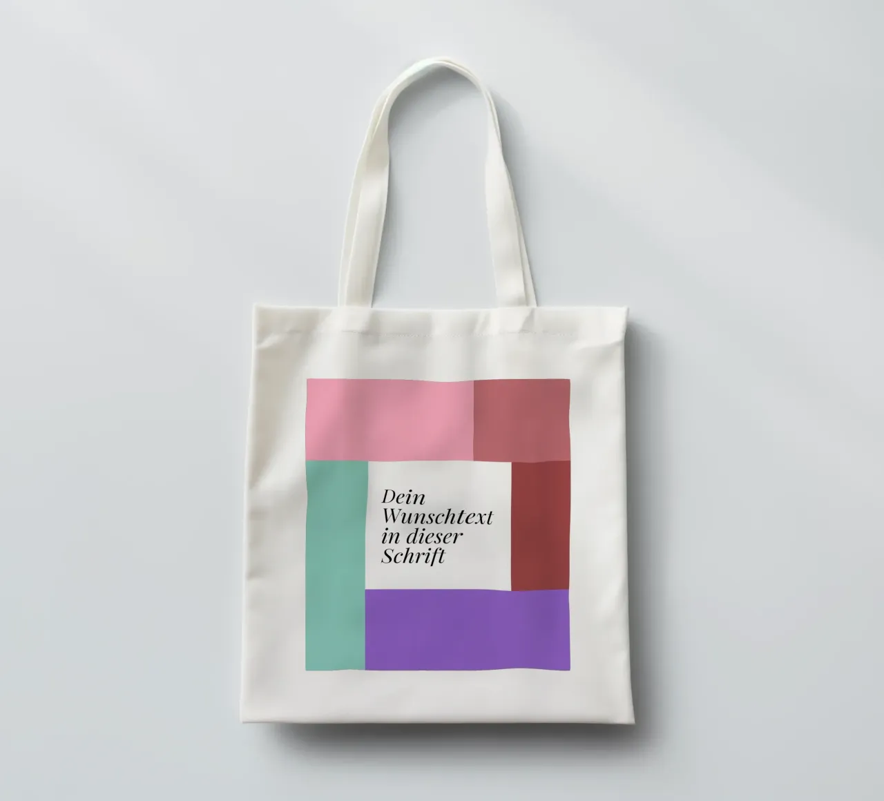 Wunschtext - geometrisch rosa grün borsa in juta da BAINAI BRICK