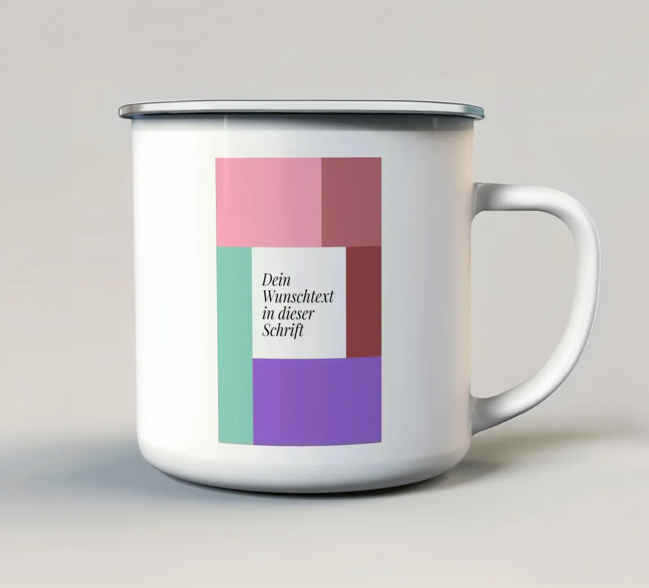 Wunschtext - geometrisch rosa grün tazza in smalto da BAINAI BRICK