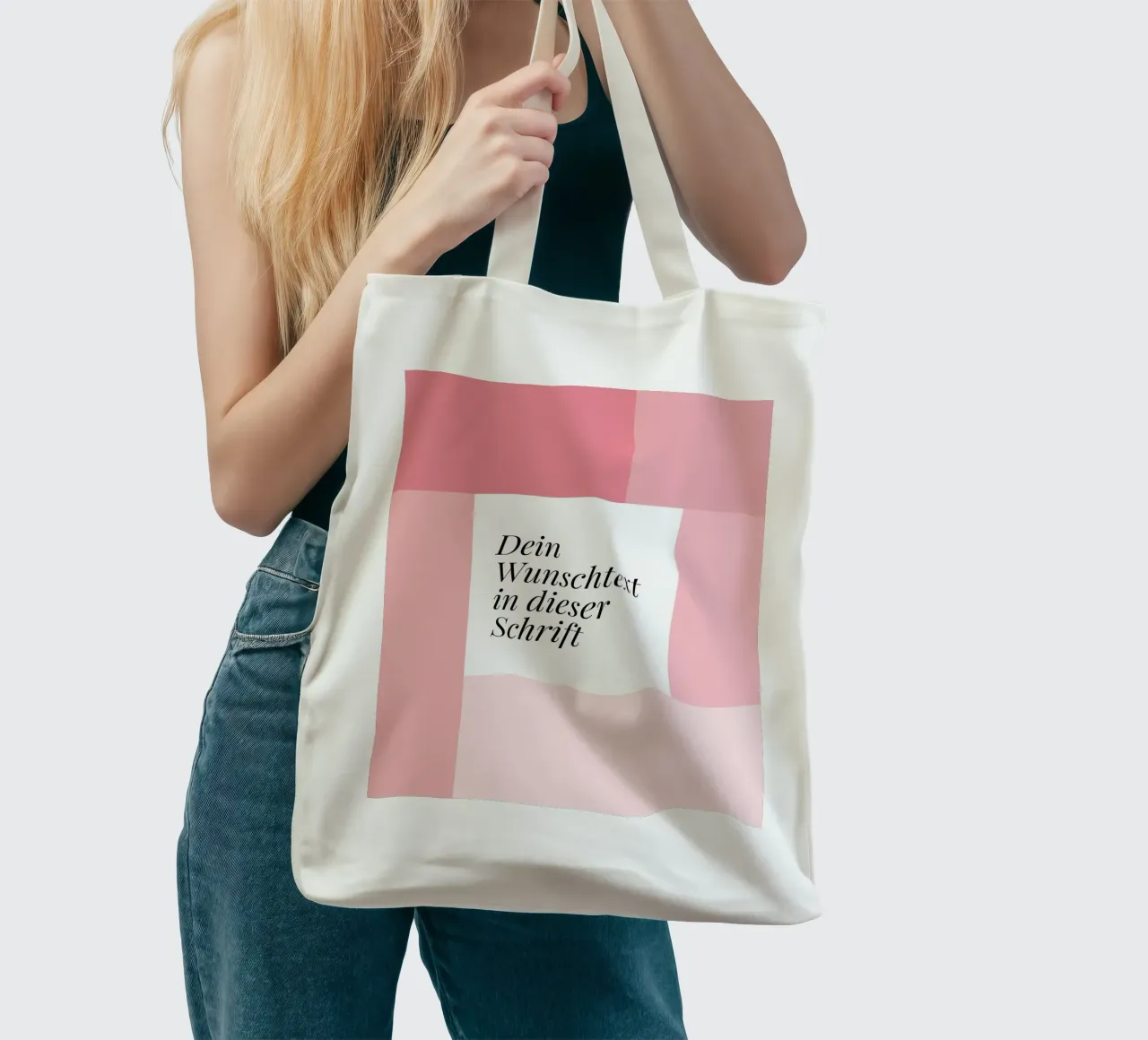 Wunschtext - geometrisch rosa borsa in juta da BAINAI BRICK