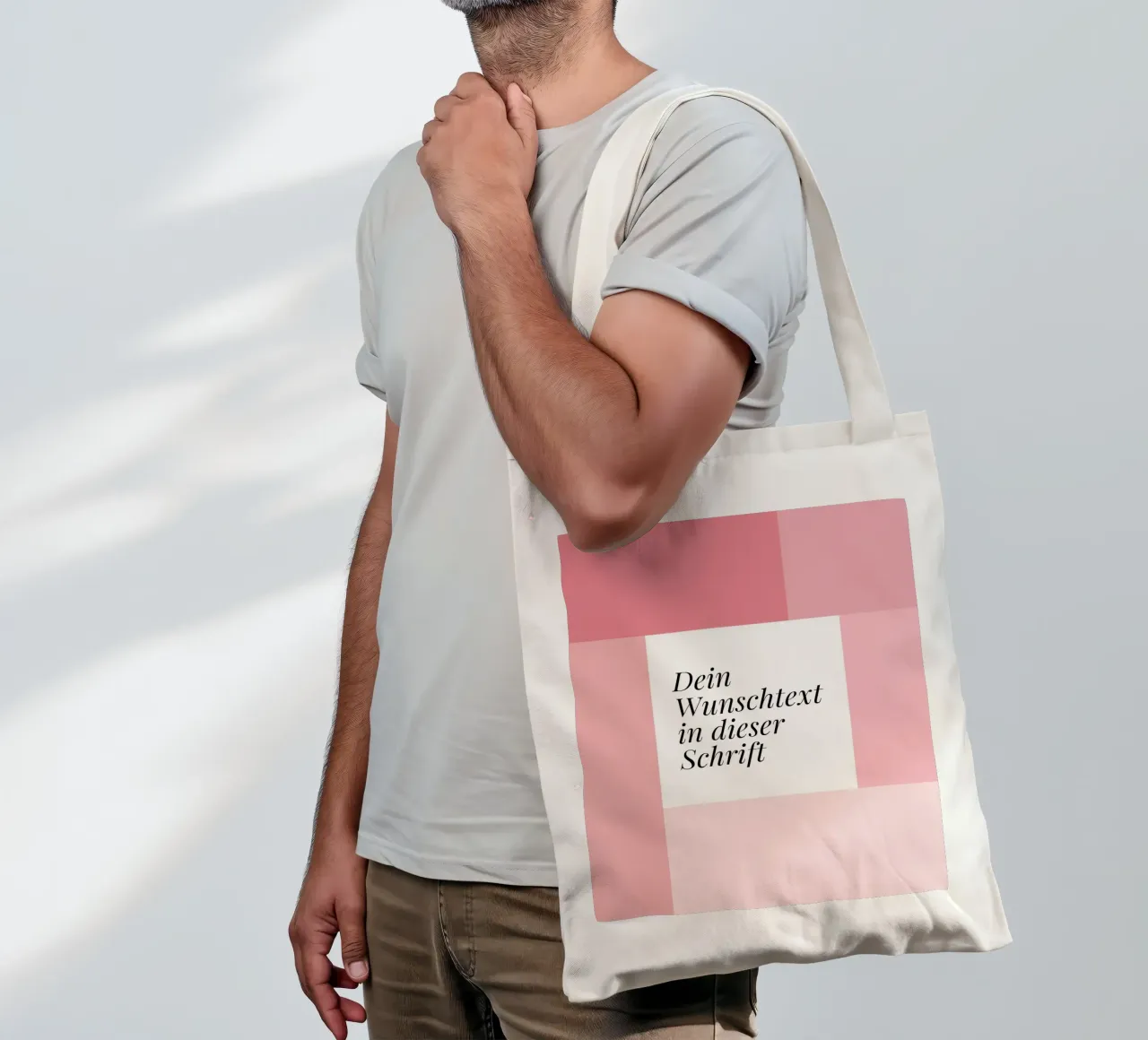 Wunschtext - geometrisch rosa borsa in juta da BAINAI BRICK