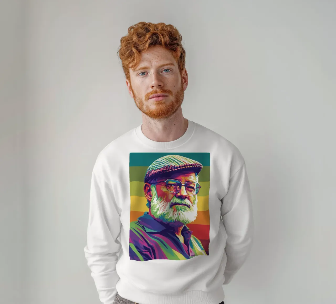 Ernest Hemingway ritratto colorato in stile pop art felpa da Hantamrata