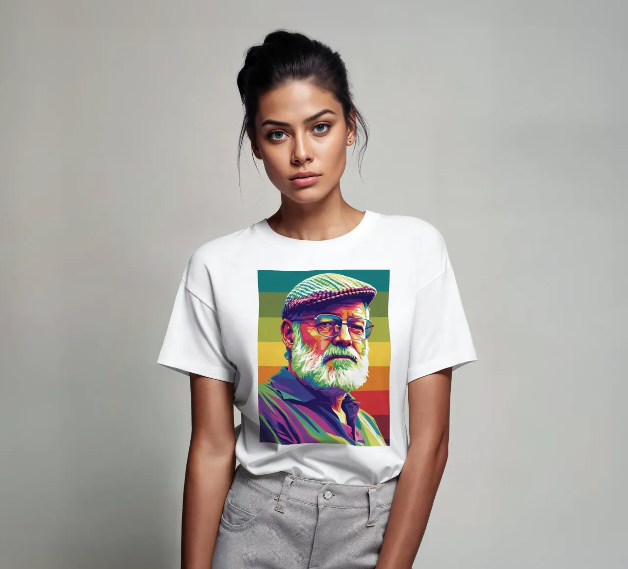 Ernest Hemingway ritratto colorato in stile pop art t-shirt da Hantamrata