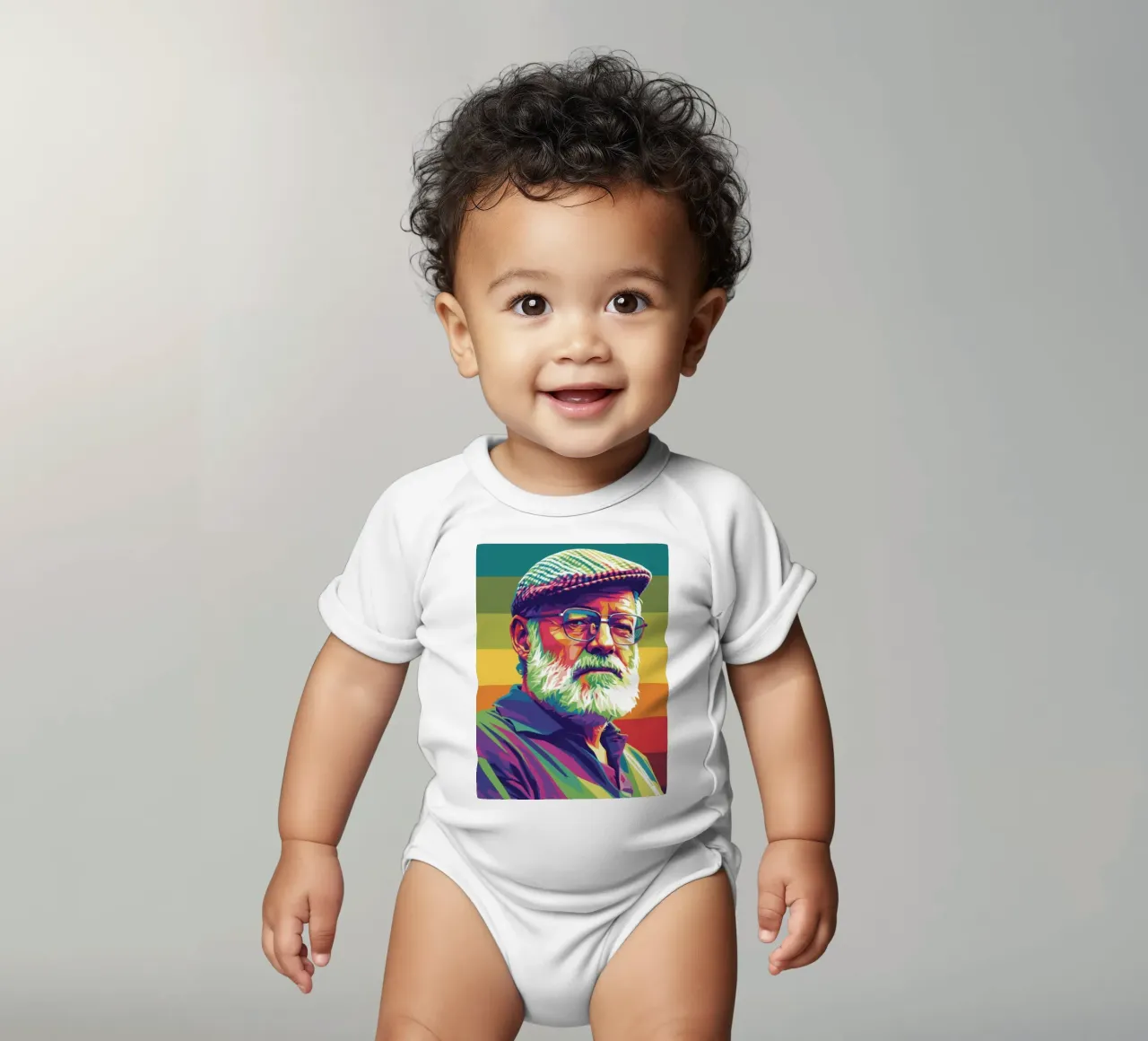 Ernest Hemingway ritratto colorato in stile pop art body neonato maniche corte da Hantamrata