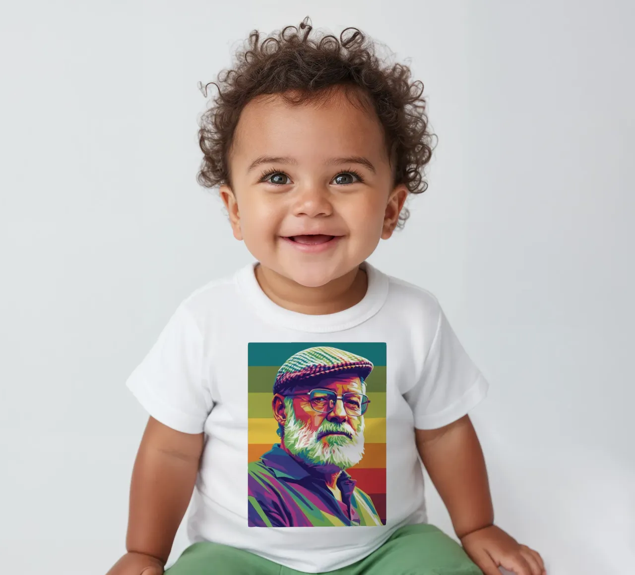 Ernest Hemingway ritratto colorato in stile pop art maglietta neonato da Hantamrata