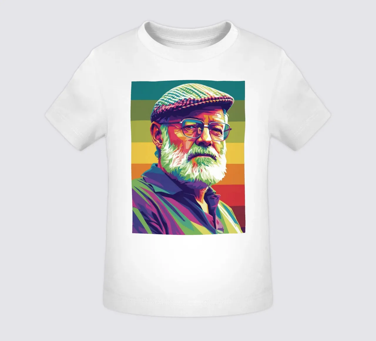 Ernest Hemingway ritratto colorato in stile pop art maglietta neonato da Hantamrata