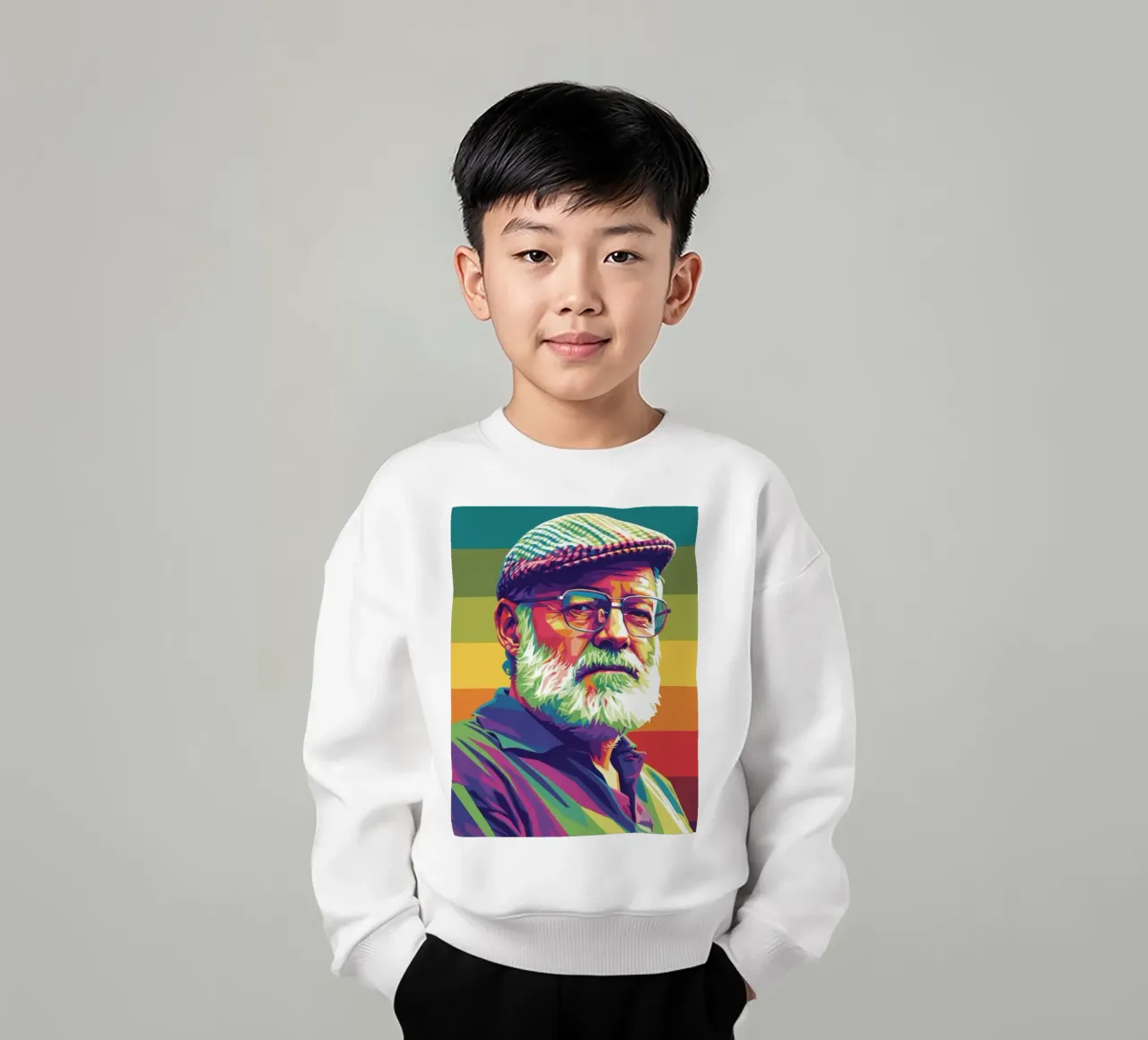 Ernest Hemingway ritratto colorato in stile pop art felpa bambino da Hantamrata