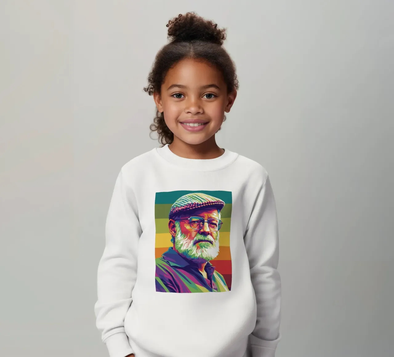 Ernest Hemingway ritratto colorato in stile pop art felpa bambino da Hantamrata
