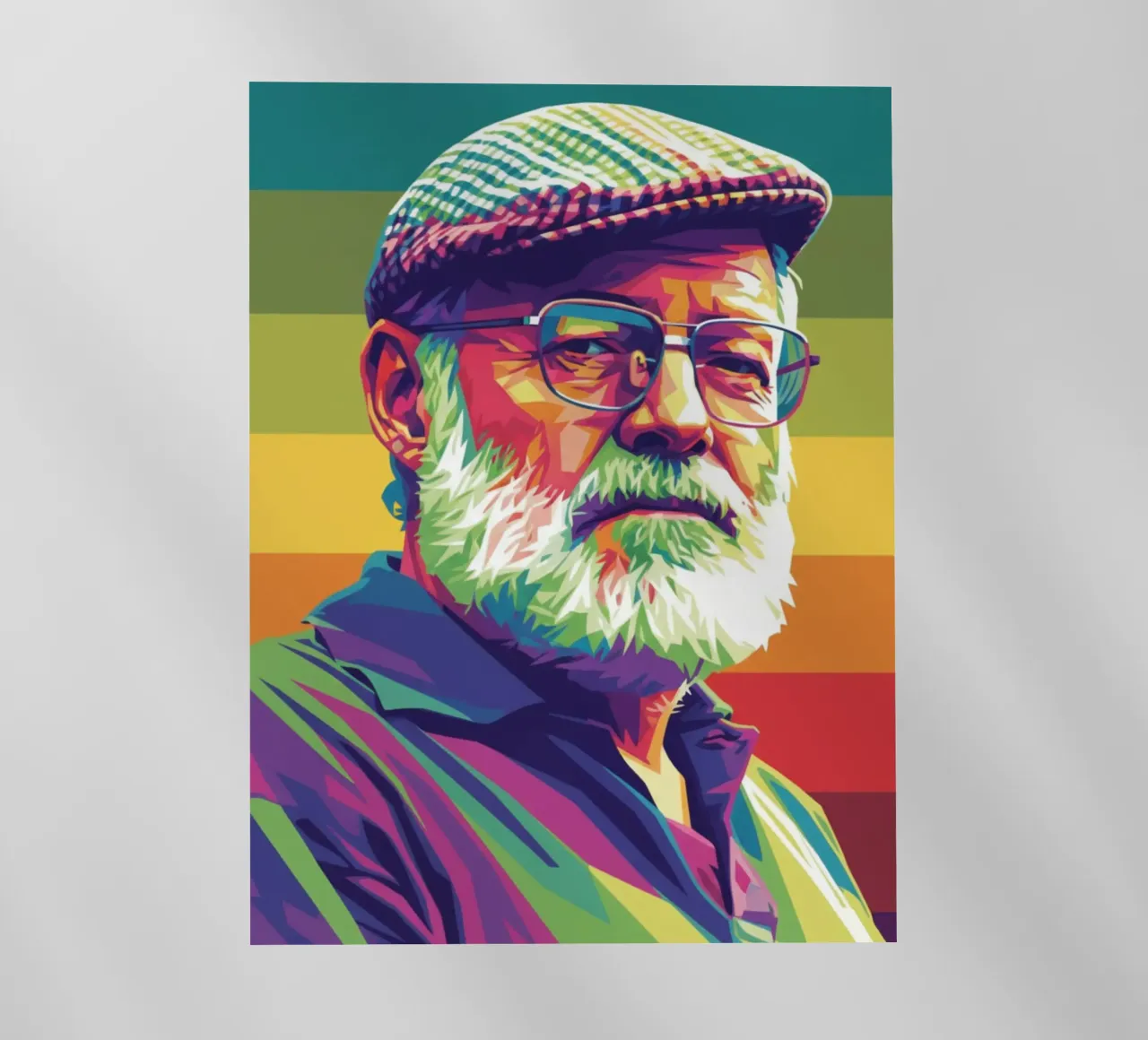 Ernest Hemingway ritratto colorato in stile pop art pellicola backlit da Hantamrata