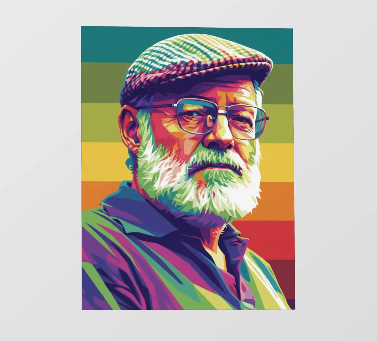 Ernest Hemingway ritratto colorato in stile pop art pellicola backlit da Hantamrata