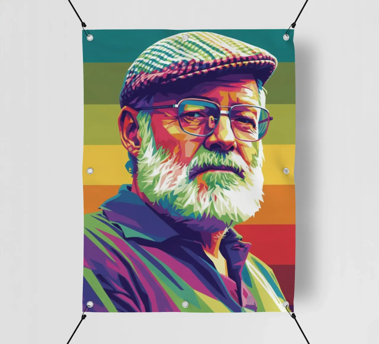 Ernest Hemingway ritratto colorato in stile pop art telo in pvc da Hantamrata