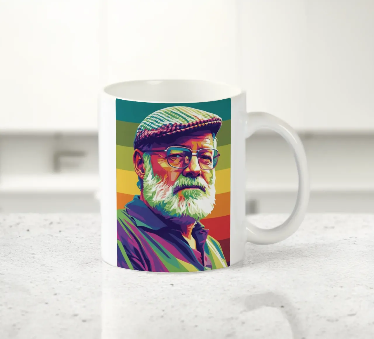 Ernest Hemingway ritratto colorato in stile pop art tazza in ceramica da Hantamrata