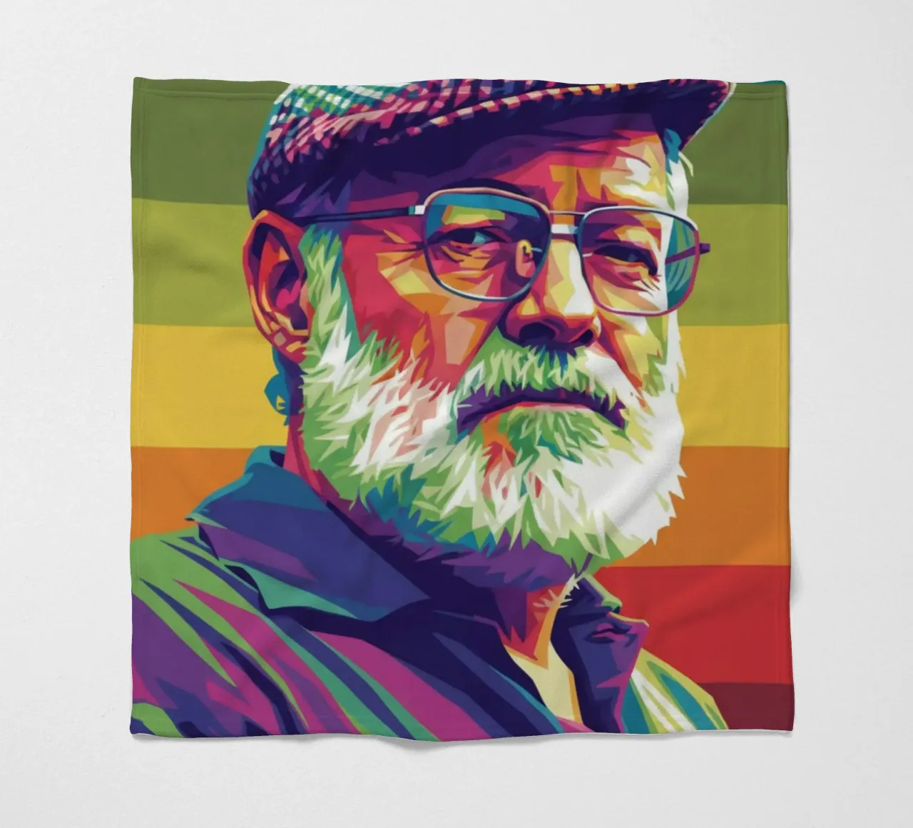 Ernest Hemingway ritratto colorato in stile pop art coperta in pile da Hantamrata
