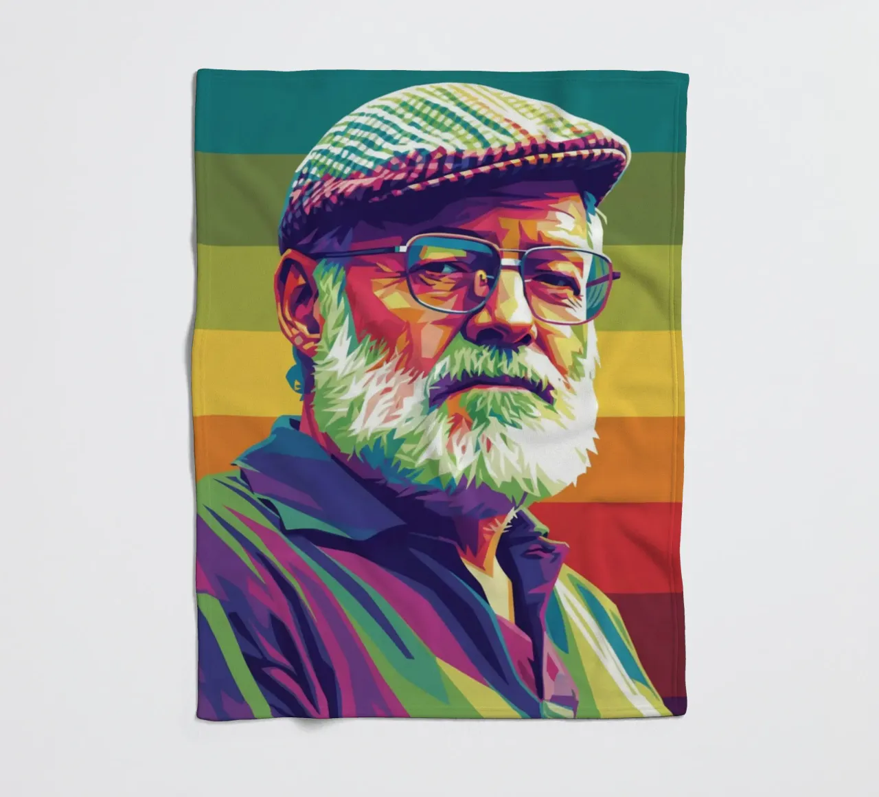 Ernest Hemingway ritratto colorato in stile pop art coperta in pile da Hantamrata