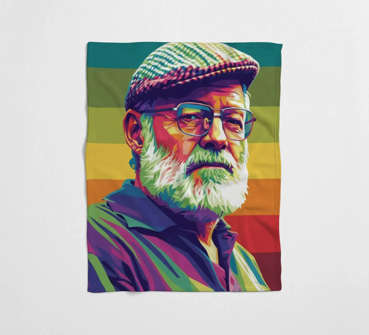 Ernest Hemingway ritratto colorato in stile pop art coperta in pile da Hantamrata