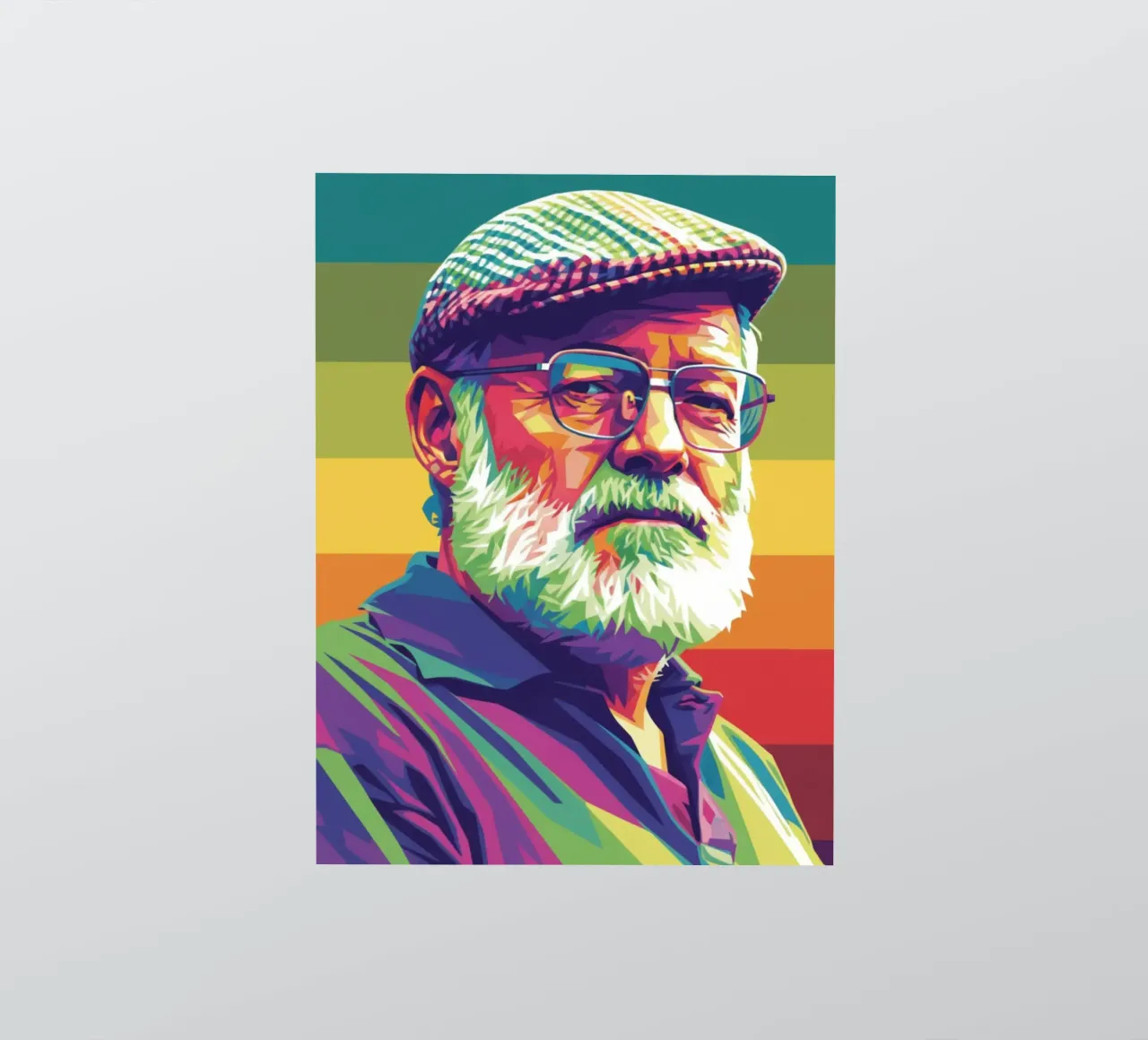 Ernest Hemingway ritratto colorato in stile pop art adesivo da Hantamrata
