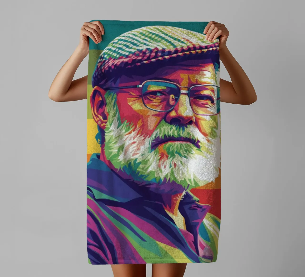 Ernest Hemingway ritratto colorato in stile pop art asciugamano da bagno da Hantamrata