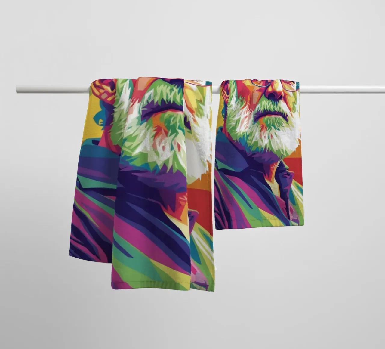 Ernest Hemingway ritratto colorato in stile pop art asciugamano da bagno da Hantamrata