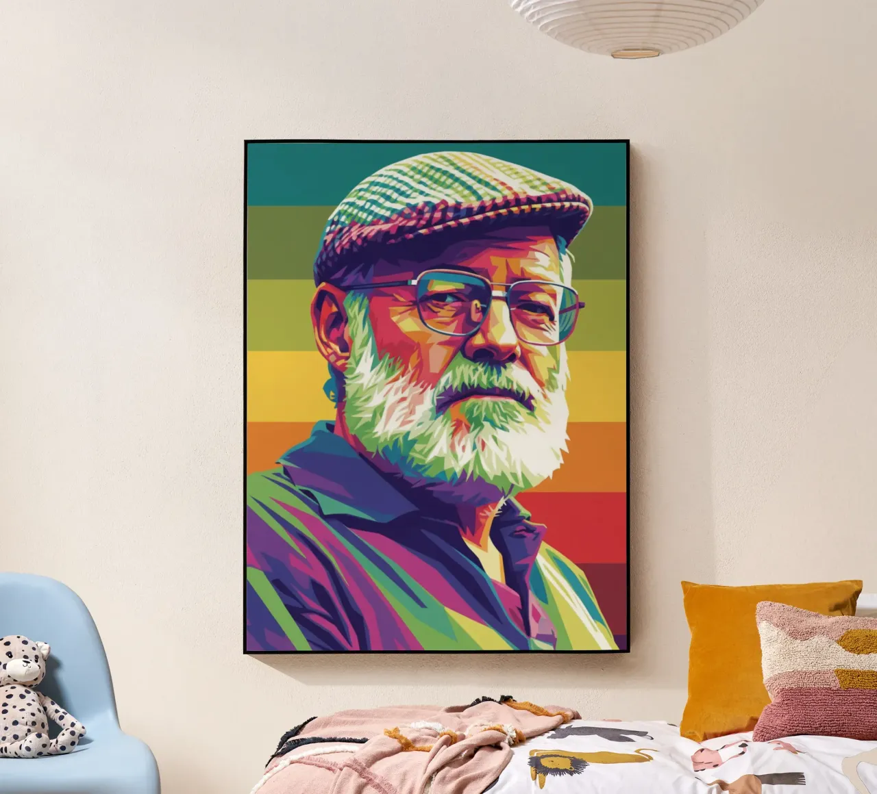 Ernest Hemingway ritratto colorato in stile pop art plexiglass da Hantamrata